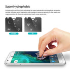 Google Pixel Screen Protector | Film (4P) - Comparison of hydrophobic screen protectors with a hand cleaning a phone.