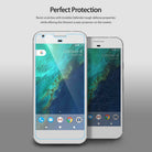 Google Pixel Screen Protector | Film (4P) - Two smartphones showing a clear screen protector film applied to the display.