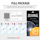 LG K7 / Tribute 5 Screen Protector | Invisible Defender - Package contents including four screen protectors and tools.
