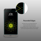 LG K7 / Tribute 5 Screen Protector | Invisible Defender - LG K7 / Tribute 5 Screen Protector - Smartphone with a screen protector showing a magnified view of its rounded edge.