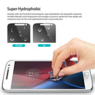Moto G4 Plus Screen Protector | Film - Comparison of water beading on standard film versus hydrophobic ID screen protector.