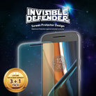 Moto G4 Screen Protector | Film - Invisible Defender screen protector for Moto G4 with a 3+1 pack lifetime warranty badge.