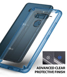 LG V40 ThinQ Case | Fusion - Aqua Blue - Aqua blue transparent phone case hovering over an LG V40 smartphone.