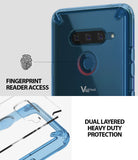 LG V40 ThinQ Case | Fusion - Aqua Blue - Aqua blue phone case showing fingerprint reader access and dual-layer protection.