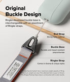 Design Lanyard Strap - Diagram showing a grey nylon lanyard with a black polycarbonate buckle base attached to a device.