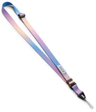 Design Lanyard Strap - Adjustable lanyard with a blue, purple, and peach gradient pattern and a black plastic buckle.