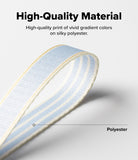 Design Lanyard Strap - A close-up of a folded, light blue and white striped polyester lanyard strap on a white background.