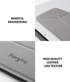Laptop Stand - Gray foldable laptop stand with Ringke branding and high-quality leather-like texture.