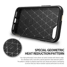 iPhone 8 / 7 Case | Max - Black phone case interior featuring a geometric heat reduction pattern and shock absorption branding.