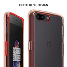 OnePlus 5 Case | Fusion - Rose gold phone case on a OnePlus 5 showing the lifted bezel design and dual camera cutout.