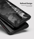 OnePlus 7 Case | Fusion-X - Black camo patterned phone case with a rugged bumper frame and clear back panel.