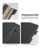 Pen Sleeve - Adhesive pen holders shown with 3M backing and attached to the front of a black tablet case.