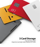 Card Holder | Slot [3 Cards] - A grey Ringke card holder displaying three cards: yellow, red, and white, fanned out against a white background.