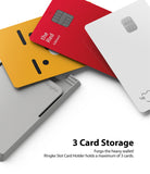 Card Holder | Slot [3 Cards] - A grey Ringke card holder displaying three stacked credit cards in yellow, red, and white.