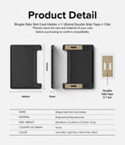 Card Holder | Side Slot - Technical diagram showing dimensions, side profile, and adhesive tape for the black card holder.