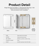 Card Holder | Side Slot - Dimensions and components of a clear adhesive phone card holder with included double-sided tape.