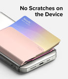 Card Holder | Side Slot - A pink Ringke card holder attached to a smartphone, protecting the device from scratches.