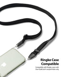 Shoulder Strap | Black / Neon Orange - Black adjustable shoulder strap attached to a clear phone case via QuikCatch loops.