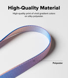 Shoulder Slim Strap - A curved, silky polyester strap featuring a vivid blue-to-pink gradient print against a white background.