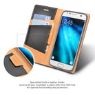 Galaxy S7 Case | Signature - Open tan leather wallet case holding a Galaxy S7 with card slots and a handmade fold lock.