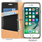 iPhone 8 / 7 Case | Signature - Leather wallet case with card slots, cash pocket, and a smoke black phone frame.