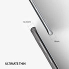 Galaxy S8 Plus Case | Slim - Comparison of phone thickness showing 10.1mm without case and 8mm with slim case.