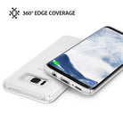 Galaxy S8 Plus Case | Slim - White slim case on a Galaxy S8 Plus phone showing 360-degree edge coverage and port access.