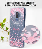 Galaxy S9 Plus Case | Slim (Cherry Blossom) - Clear phone case with pink cherry blossom petal print and text.