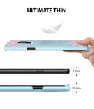 Galaxy S9 Plus Case | Slim (Cherry Blossom) - Light blue phone case with pink petals, compared to a bare phone.