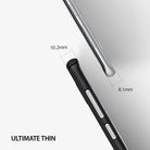 Galaxy S8 Plus Case | Slim - Comparison of phone thickness with and without a black slim case, labeled 10.2mm and 8.1mm.