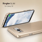Galaxy S8 Case | Slim - Gold smartphone in a slim protective case shown from front and back angles against a beige background.