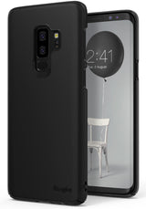 Galaxy S9 Plus Case | Slim - Matte black slim phone case on a Galaxy S9 Plus showing the back camera cutout and front screen.