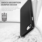 iPhone 8 / 7 Case | Slim - Black phone case on a cracked surface with military-grade drop protection text and badge.