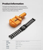 Galaxy Watch Active 2 44mm | Metal One Band - Black stainless steel watch band with an orange metal link adjuster tool.
