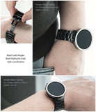 Galaxy Watch Active 2 44mm | Metal One Band - Black metal watch band on a wrist with various Ringke bezel styling options.
