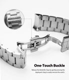Galaxy Watch 46mm | Metal One Band - Brushed metal watch band with an open butterfly clasp and a circular inset detail.