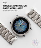 Galaxy Watch Active 2 44mm | Metal One Band - Silver metal watch band and textured bezel on a Galaxy Watch Active 2.