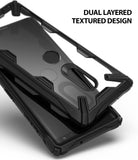 Xperia XZ3 Case | Fusion-X - Black dual-layered textured phone case with a clear back panel and rugged frame.