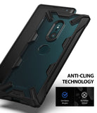 Xperia XZ3 Case | Fusion-X - Black rugged phone case with clear back and dot matrix pattern to prevent clinging.