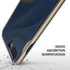 iPhone 8 Plus / 7 Plus Case | Wave - Navy blue phone case with gold bumper and wavy texture above shattered glass.