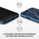 iPhone 8 / 7 Case | Wave - Blue phone case showing lifted screen bezel, responsive buttons, and precise port cutouts.