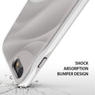 iPhone 8 / 7 Case | Wave - Gray and white wavy phone case corner hitting a shattered surface with shock absorption text.