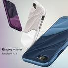 iPhone 8 / 7 Case | Wave - Three Ringke Wave phone cases in purple, white, and blue with a textured, wavy design.