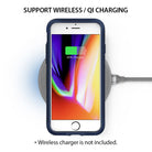 iPhone 8 / 7 Case | Wave - iPhone in a blue case charging wirelessly on a circular pad with a 60% battery icon displayed.