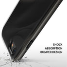 iPhone 8 / 7 Case | Wave - Black phone case with wavy texture hitting a cracked surface, text reads SHOCK ABSORPTION BUMPER DESIGN.