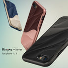 iPhone 8 / 7 Case | Wave - Three Ringke Wave phone cases in blue/gold, rose gold/brown, and black with a wavy textured design.