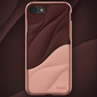 iPhone 8 / 7 Case | Wave - Rose blush and dark brown phone case with a textured, flowing wave design and Ringke logo.