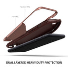 iPhone 8 / 7 Case | Wave - Exploded view of a rose gold dual-layer phone case with hard PC and flexible TPU components.