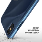 iPhone X Case | Wave - Coastal blue phone case with a wavy back design hovering over a shattered glass surface.