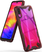 Redmi Note 7 / 7 Pro Case | Fusion-X - Ruby red protective phone case with a clear back and black reinforced corners.